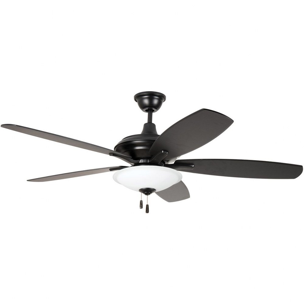 Craftmade Lighting-JAM52FB5-LED-Jamison - 52 Inch Ceiling Fan with Light Kit   Matte Black Finish with Flat Black/Greywood Blade Finish with White Frost Glass