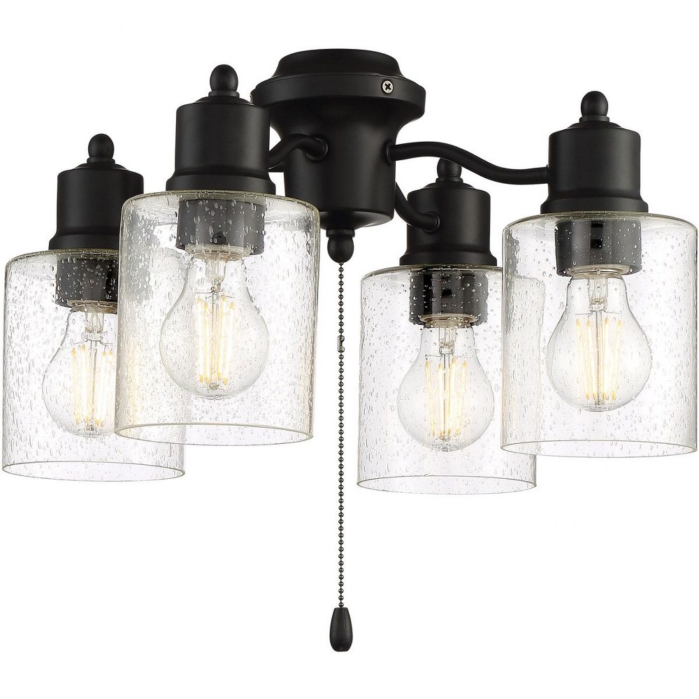Craftmade Lighting-LK403107-FB-LED-Universal - 28W 4 LED Light Kit in Modern Style - 16.7 inches wide by 9.76 inches high   Flat Black Finish with Clear Seeded Glass