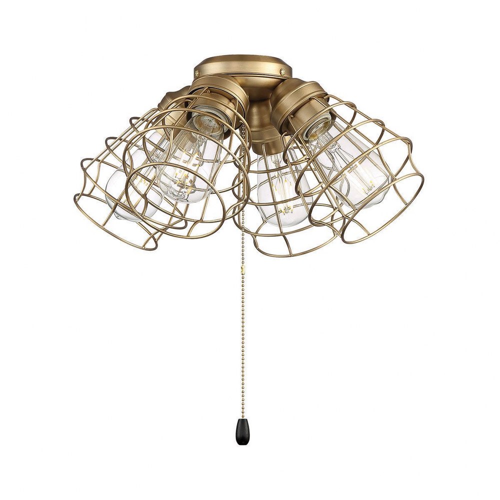 Craftmade Lighting-LK405101-SB-LED-Universal - 28W 4 LED Cage Light Kit in Traditional Style - 15.87 inches wide by 7.04 inches high   Satin Brass Finish with Satin Brass Cage Shade