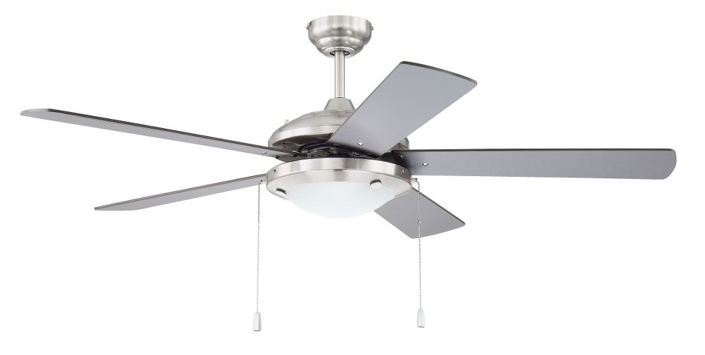 Craftmade Lighting-NIK52BNK5-Nikia - Ceiling Fan with Light Kit in Modern Contractor Style - 52 inches wide by 15.95 inches high   Brushed Polished Nickel Finish with Silver/Walnut Blade Finish with F