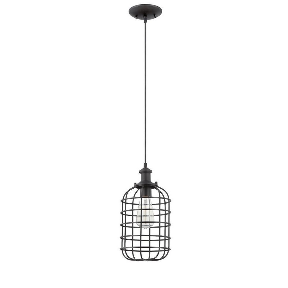 Craftmade Lighting-P330MBK1-One Light Mini Pendant with Wire Cage   Matte Black Finish