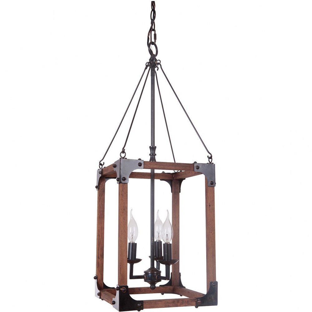 Craftmade Lighting-P591FSNW3-3 Light Pendant In Transitional Style-31.5 Inches Tall and 11.5 Inches Wide   Fired Steel/Natural Wood Finish