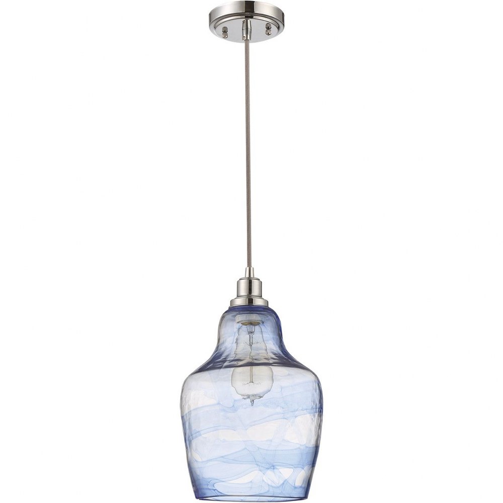 Craftmade Lighting-P620CH1-One Light Mini Pendant with Cord - 8.5 inches wide by 133.75 inches high   Chrome Finish with Clear/Blue Hue Glass