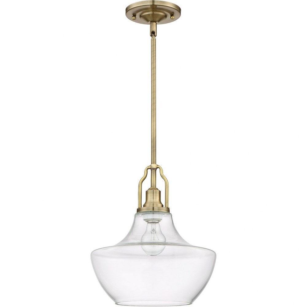 Craftmade Lighting-P640LB1-One Light Mini Pendant with Rod - 11 inches wide by 51 inches high   Legacy Brass Finish with Clear Glass