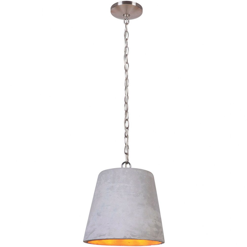 Craftmade Lighting-P687BNK1-One Light Mini Pendant with Chain - 9 inches wide by 15.35 inches high   Brushed Polished Nickel Finish with Grey Shade