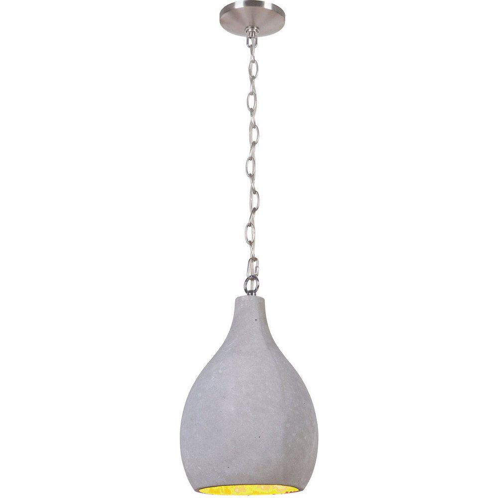 Craftmade Lighting-P689BNK1-One Light Mini Pendant with Chain - 9 inches wide by 15.35 inches high   Brushed Polished Nickel Finish with Grey Shade