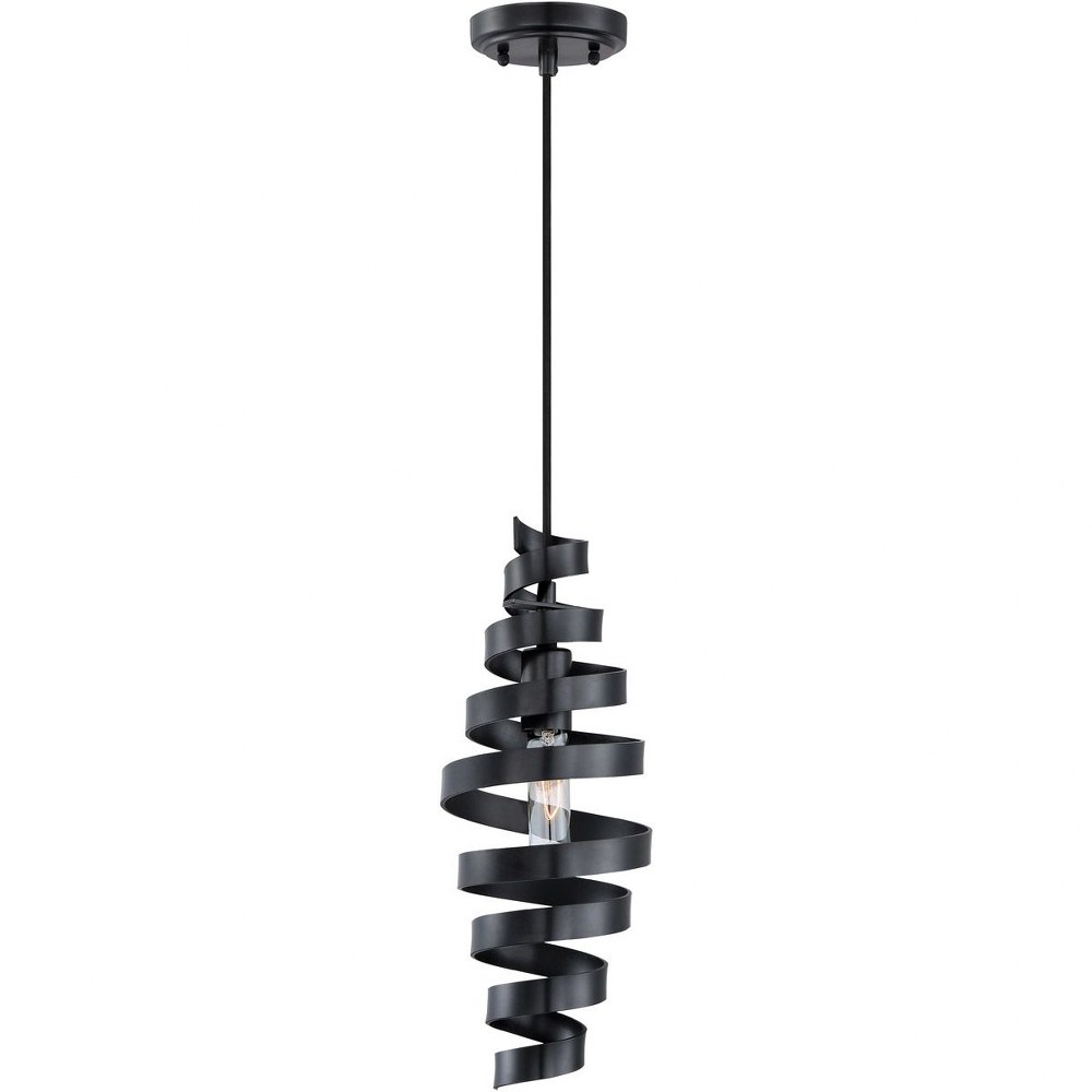 Craftmade Lighting-P716MBK1-One Light Small Mini Pendant - 6 inches wide by 17 inches high   Matte Black Finish with Matte Black Glass