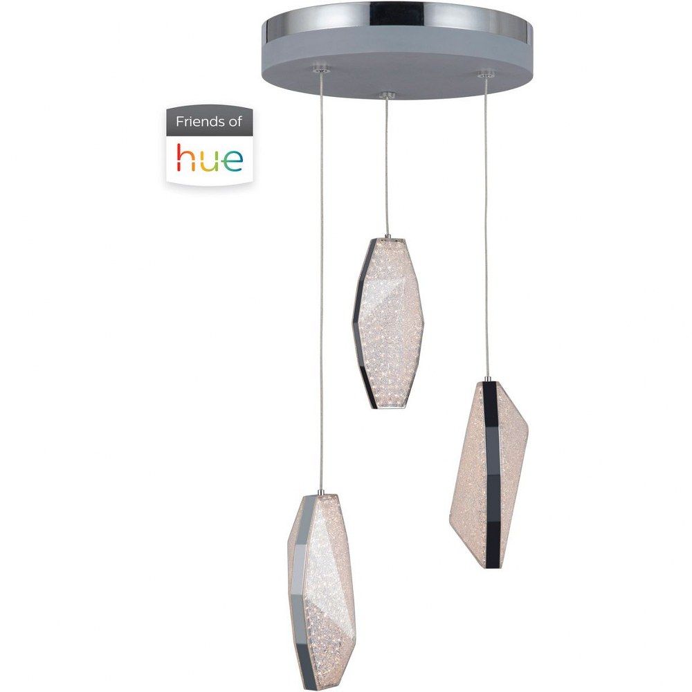 Craftmade Lighting-P770CH3-HUE-Hue - 81W 3 LED LED Mini Pendant - 11 inches wide by 9 inches high   Chrome Finish with Crystal Effect Acrylic Glass with Clear Crystal