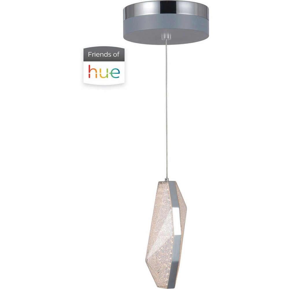 Craftmade Lighting-P771CH1-HUE-Hue - 10W 1 LED LED Mini Pendant - 7.6 inches wide by 9 inches high   Chrome Finish with Crystal Effect Acrylic Glass with Clear Crystal