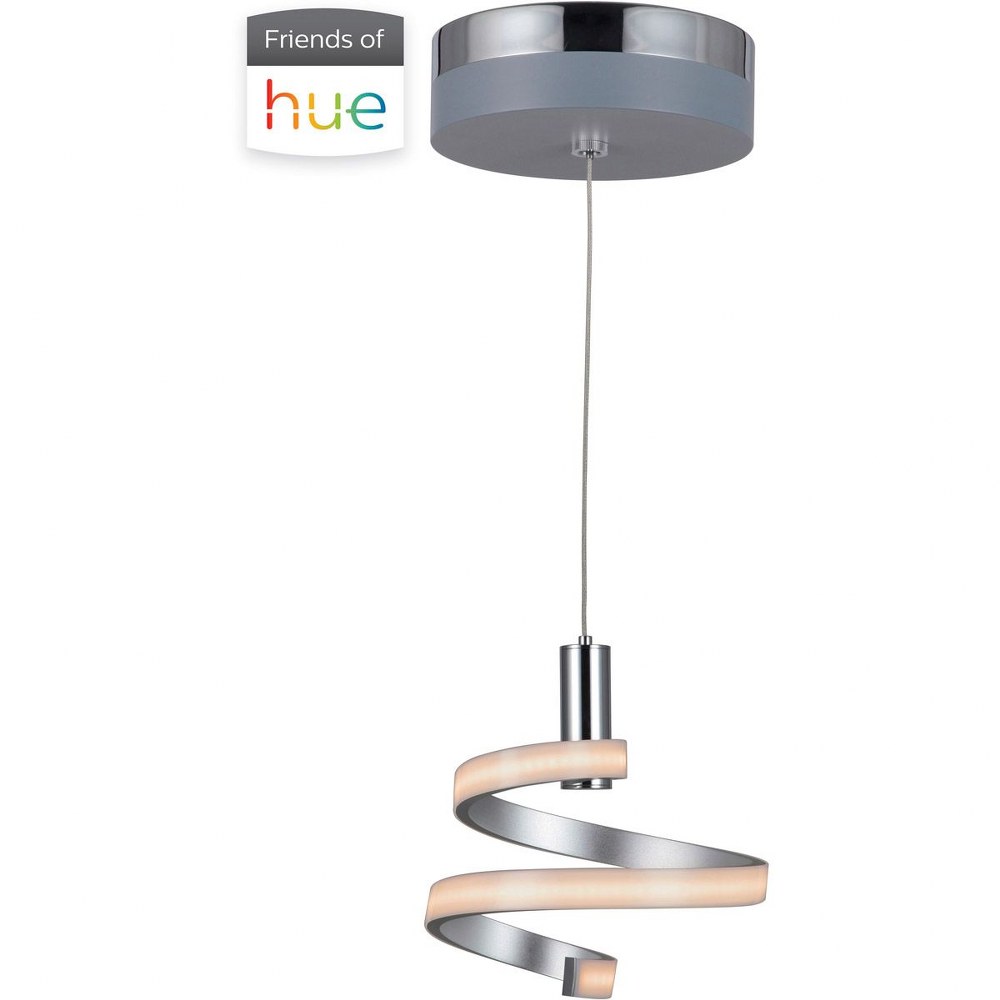 Craftmade Lighting-P816MSCH-HUE-Hue - 9.75 Inch 16W 1 LED LED Mini Pendant   Matte Silver/Chrome Finish with Frosted Glass