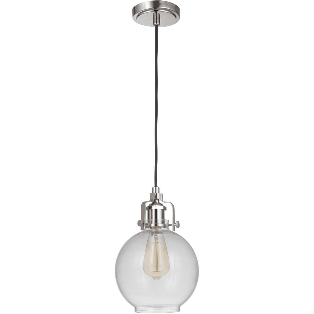 Craftmade Lighting-P830PLN1-C-State House - One Light Mini Pendant with Cord - 7.75 inches wide by 11.58 inches high   Polished Nickel Finish with Clear Glass