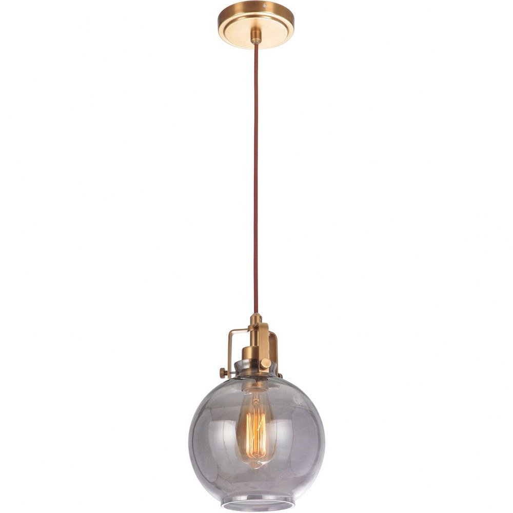 Craftmade Lighting-P830VB1-State House - One Light Mini Pendant with Cord - 7.75 inches wide by 11.58 inches high   Vintage Brass Finish with Smoked Clear Glass