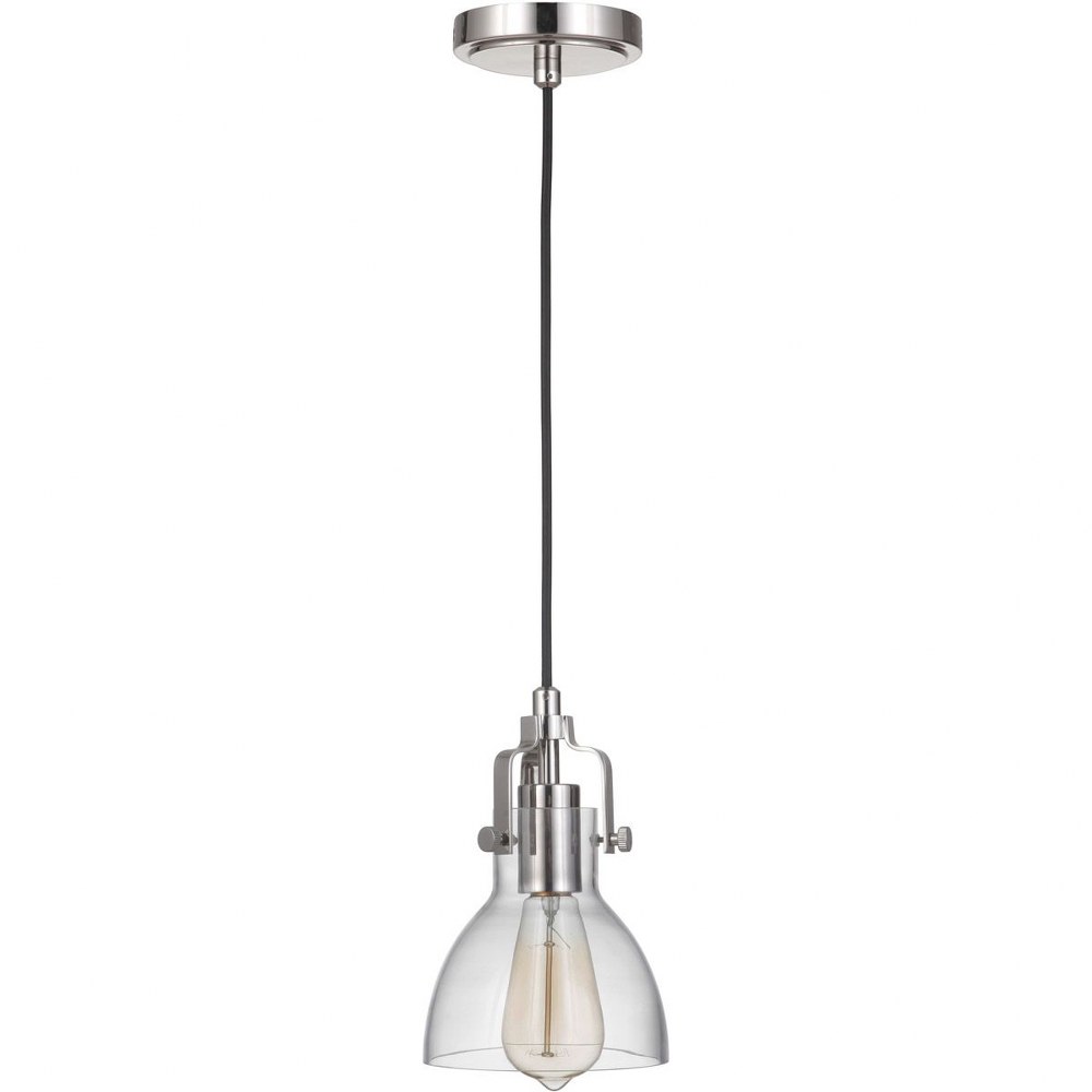 Craftmade Lighting-P831PLN1-C-State House - One Light Mini Pendant with Cord - 6 inches wide by 8.88 inches high   Polished Nickel Finish with Clear Glass
