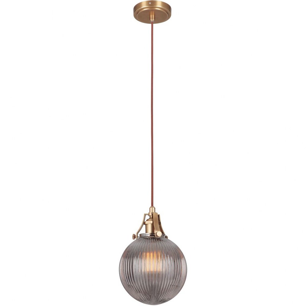 Craftmade Lighting-P832VB1-State House - One Light Mini Pendant with Cord - 7.75 inches wide by 11.25 inches high   Vintage Brass Finish with Smoked Clear Glass