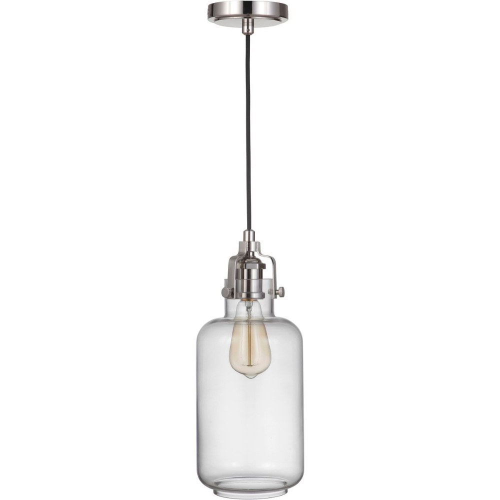 Craftmade Lighting-P833PLN1-C-State House - One Light Mini Pendant with Cord - 6.3 inches wide by 15 inches high   Polished Nickel Finish with Clear Glass