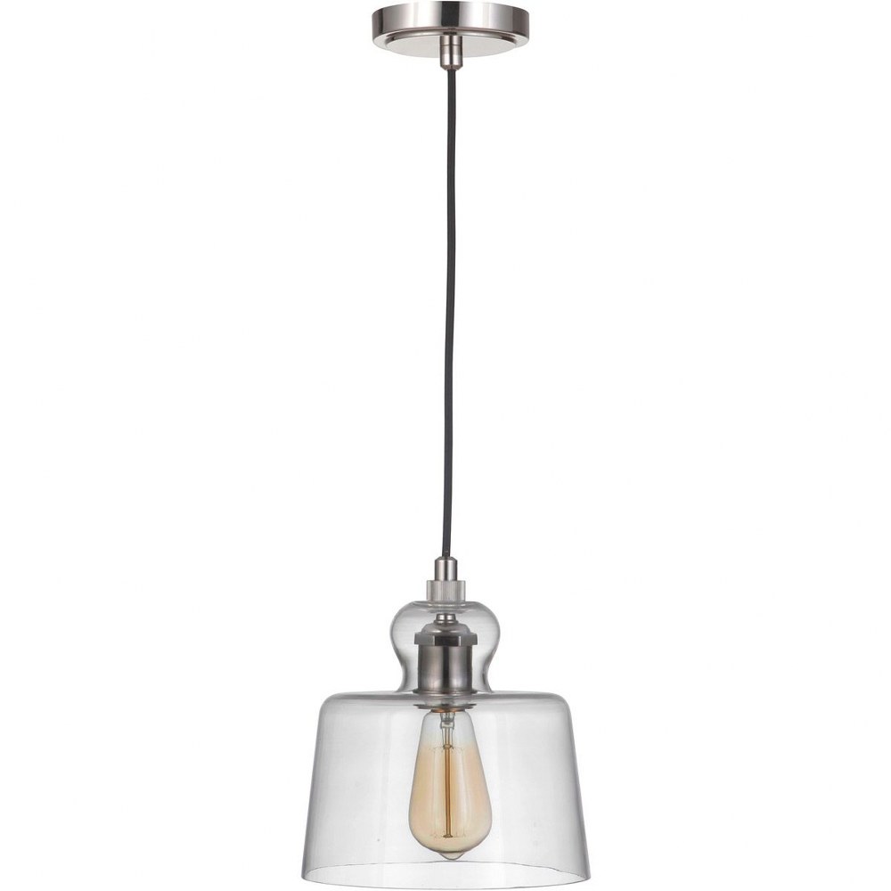 Craftmade Lighting-P834PLN1-C-State House - One Light Mini Pendant with Cord - 8.63 inches wide by 9.38 inches high   Polished Nickel Finish with Clear Glass