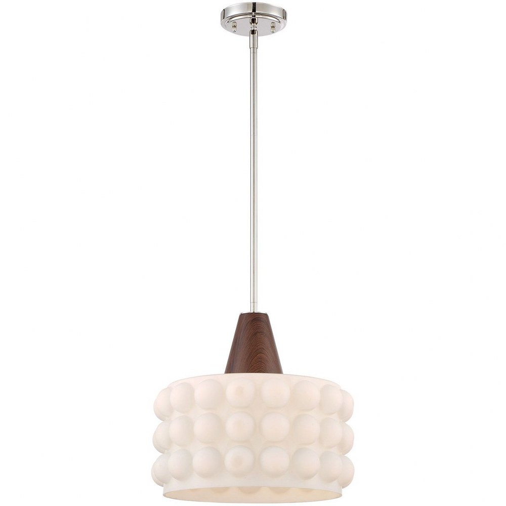 Craftmade Lighting-P852PLN1-One Light Pendant with Rod - 14 inches wide by 12.88 inches high   Polished Nickel Finish with White Frost Glass