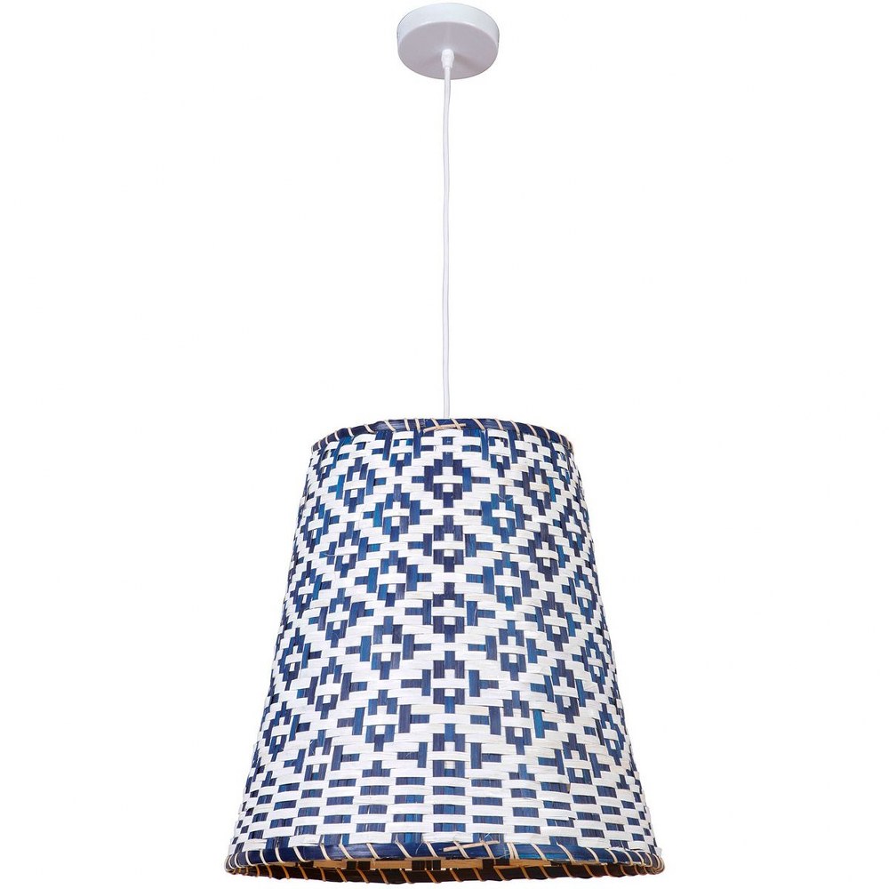 Craftmade Lighting-P910W1-One Light Pendant with Cord - 9.88 inches wide by 13.75 inches high   White Finish with White/Blue Shade