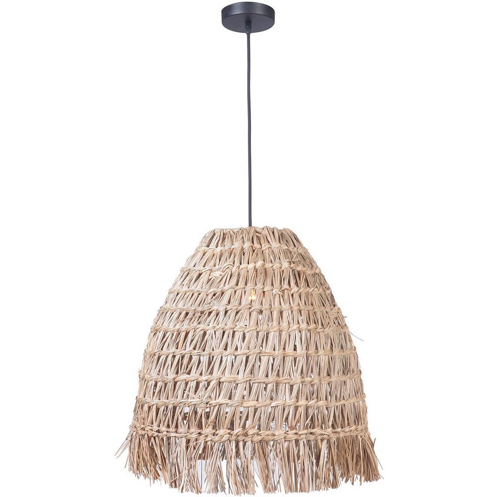 Craftmade Lighting-P915ESP1-One Light Pendant with Cord - 9.88 inches wide by 13.75 inches high   Espresso Finish with Natural Shade