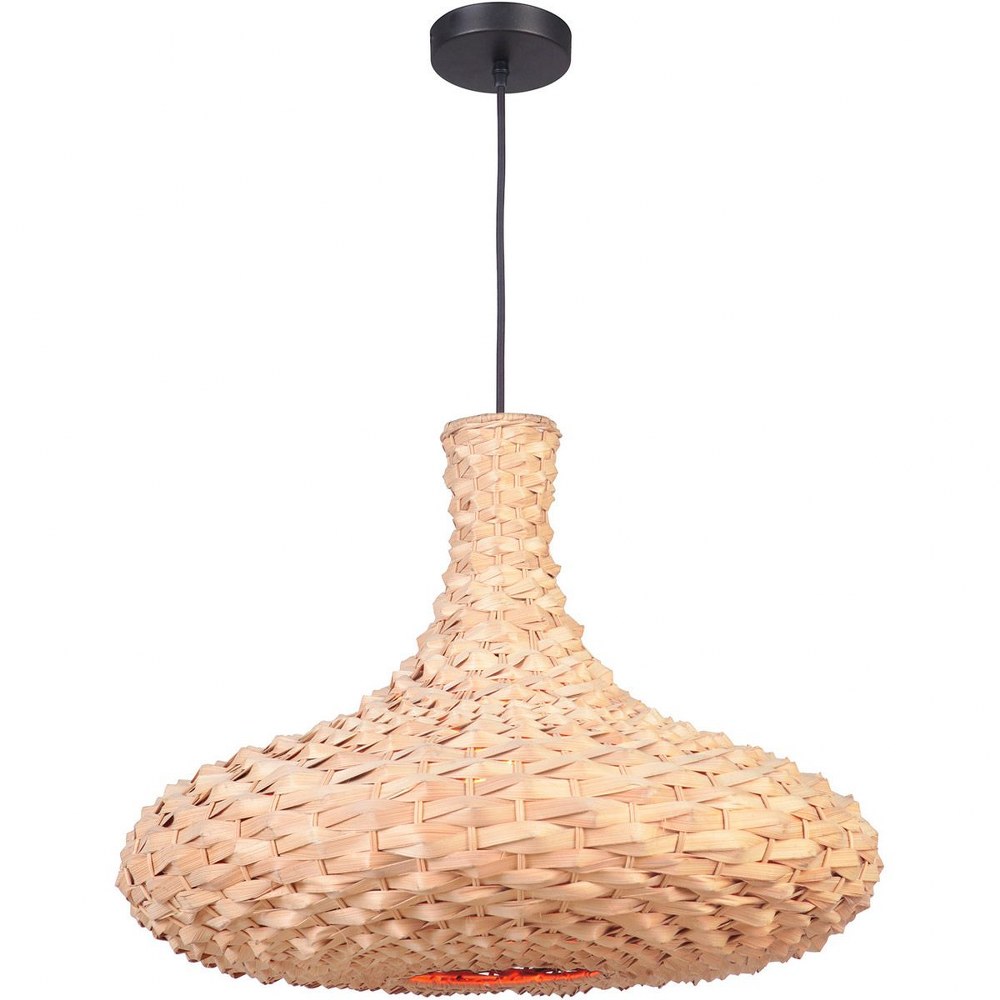 Craftmade Lighting-P945ESP1-One Light Pendant with Cord - 9.88 inches wide by 13.75 inches high   Espresso Finish with Natural Shade