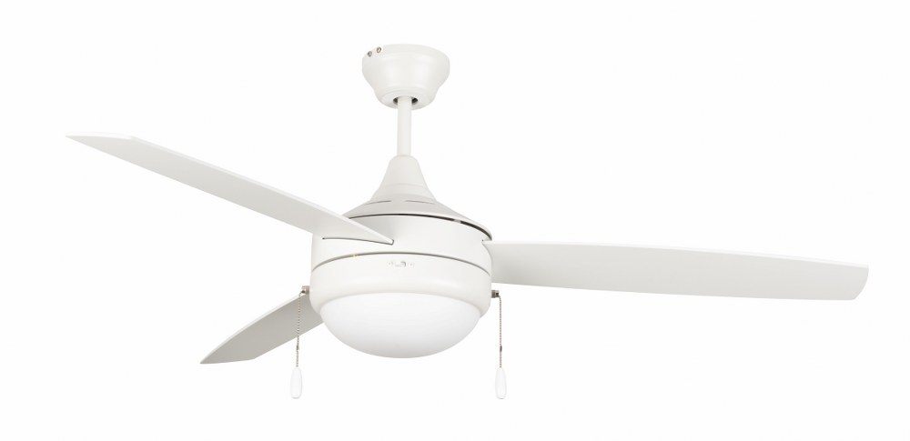 Craftmade Lighting-PHA52W3-Phaze - 3 Blade Ceiling Fan with Light Kit in Modern Contractor Style - 52 inches wide by 16.73 inches high Pull Chain  White Finish with White Blade Finish with Frost White