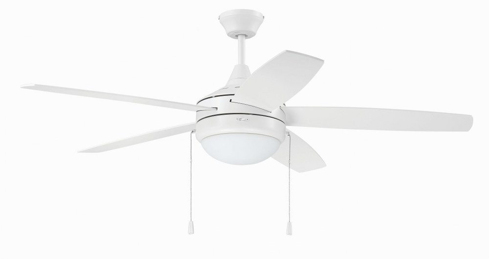 Craftmade Lighting-PHA52W5-Phaze - 5 Blade Ceiling Fan with Light Kit in Modern Contractor Style - 52 inches wide by 16.73 inches high Pull Chain  White Finish with White Blade Finish with Frost White