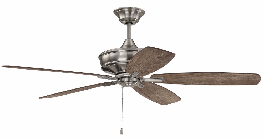 Craftmade Lighting-SLN56BNK5-Sloan - Ceiling Fan in Transitional Style - 56 inches wide by 16.61 inches high   Brushed Polished Nickel Finish with Weathered Mesquite/Dark Cedar Blade Finish