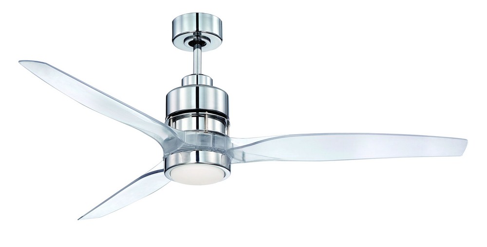 Craftmade Lighting-SON52CH-60CA-Sonnet - Ceiling Fan with Blades and Light Kit - 60 inches wide by 16.77 inches high Clear Acrylic Blades  Chrome Finish with White Frosted Glass