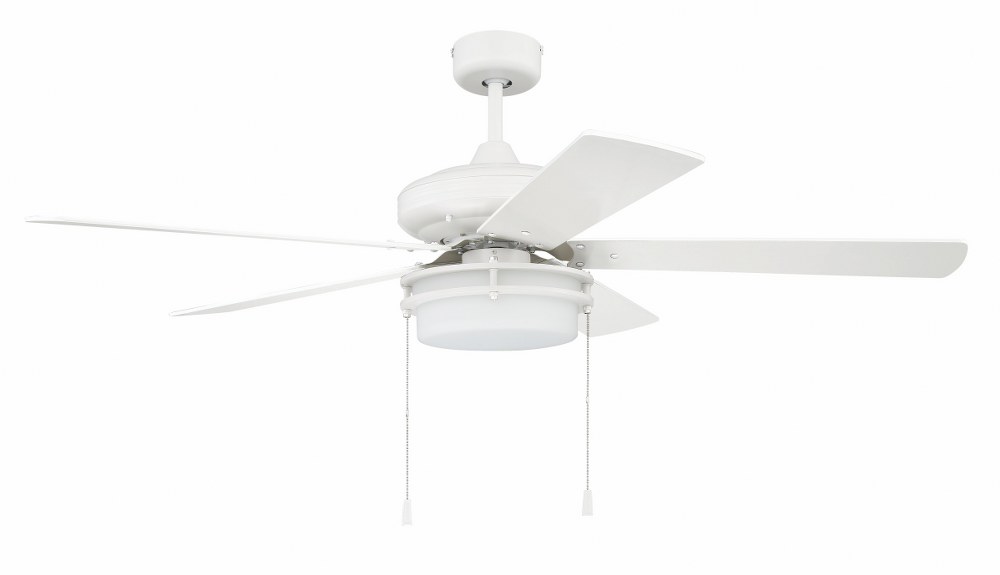 Craftmade Lighting-STO52W5-Stonegate - Ceiling Fan with Light Kit in Transitional Contractor Style - 52 inches wide by 18.7 inches high   White Finish with White/Ash Blade Finish with Frosted White Gl