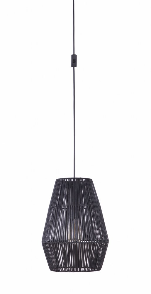 Craftmade Lighting-SW2009-FB-1 Light Swag Pendant - 11.81 inches wide by 11.81 inches high   Flat Black Finish with Flat Black/Rattan Shade