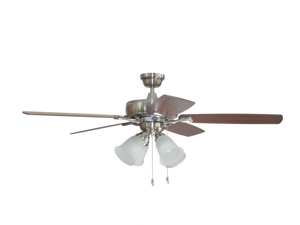 Craftmade Lighting-TCE52BNK5C4-Twist N Click - Ceiling Fan with Light Kit in Transitional Contractor Style - 52 inches wide by 17.32 inches high   Brushed Polished Nickel Finish with Ash/Mahogany Blad