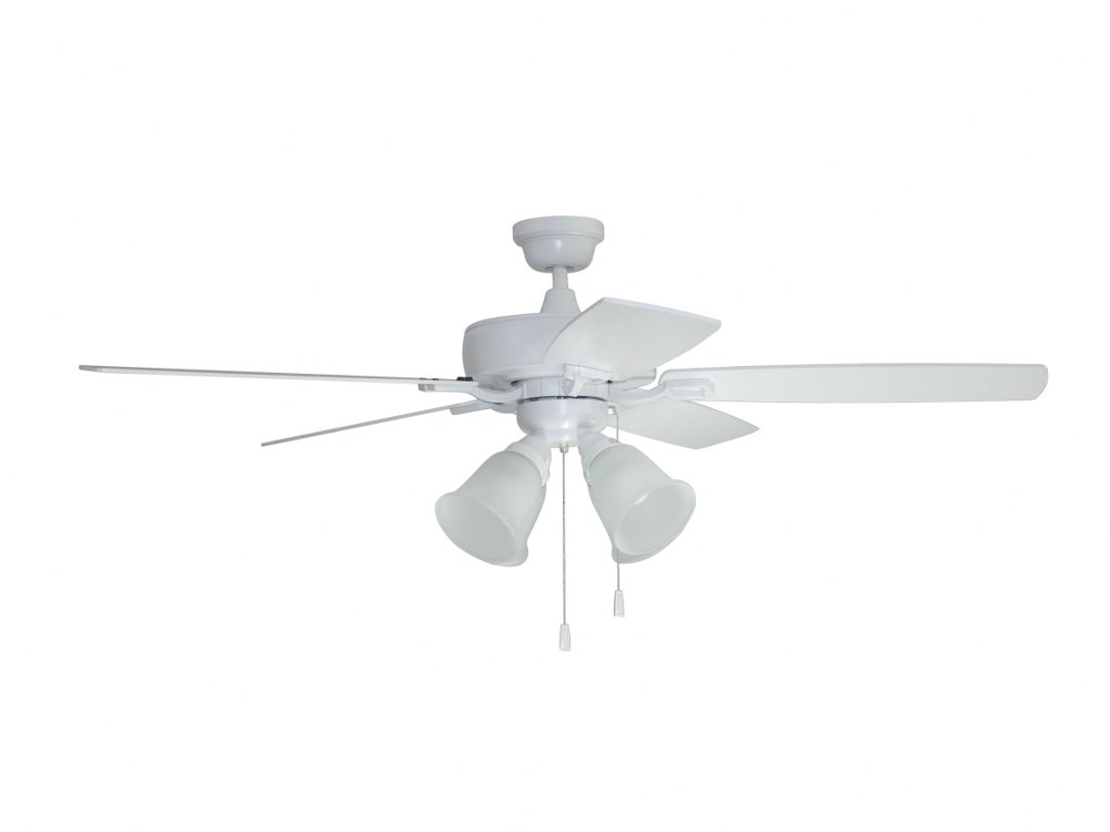 Craftmade Lighting-TCE52W5C4-Twist N Click - Ceiling Fan with Light Kit in Transitional Contractor Style - 52 inches wide by 17.32 inches high   White Finish with White/Washed Oak Blade Finish with Fr