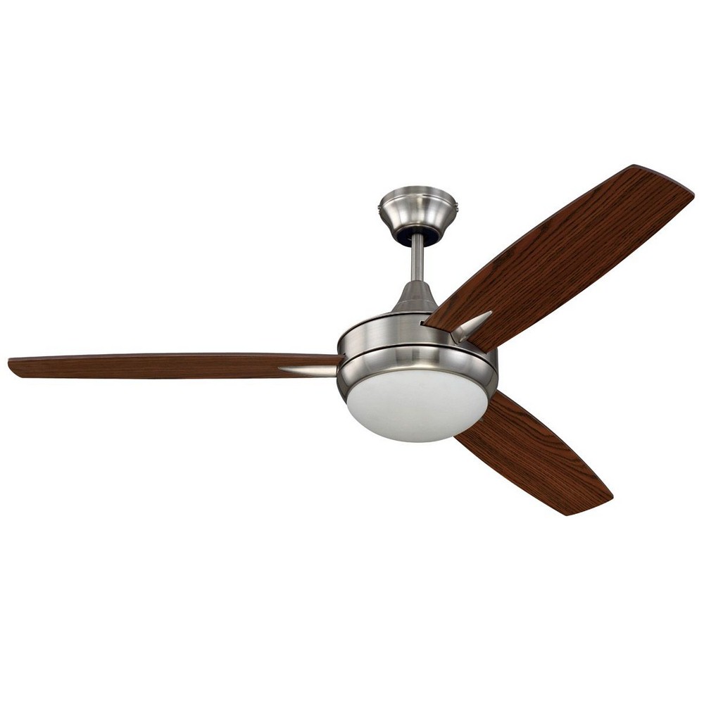 Craftmade Lighting-TG52BNK3-UCI-Targas - Ceiling Fan with Light Kit in Contemporary Style - 52 inches wide by 16.73 inches high Brushed Polished Nickel Handheld Gloss Black Finish with Gloss Black Bla