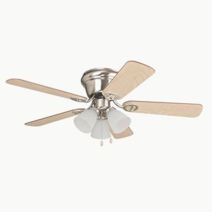 Craftmade Lighting-WC42BNK5C3F-Wyman - Hugger Ceiling Fan in Traditional Style - 42 inches wide by 13.75 inches high   Brushed Nickel Finish with Classic Ash/Walnut Blade Finish with Clear Glass