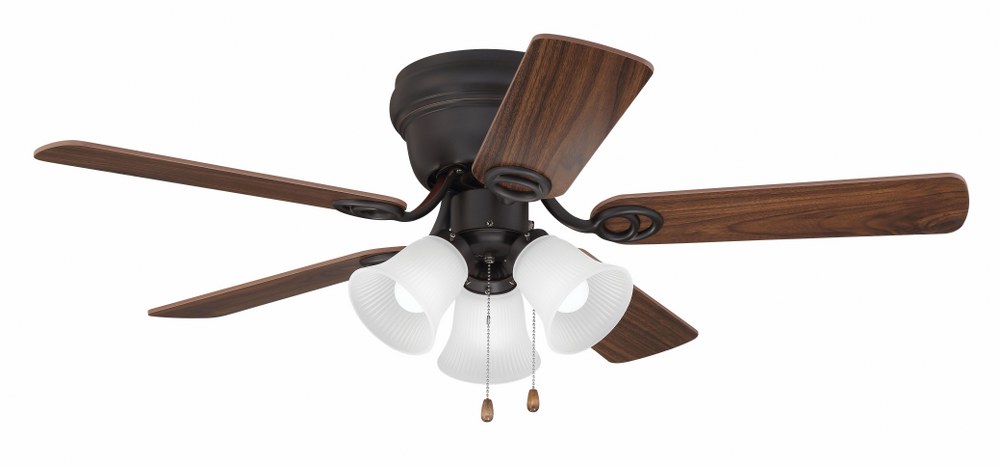 Craftmade Lighting-WC42ORB5C3F-Wyman - Hugger Ceiling Fan in Traditional Style - 42 inches wide by 13.75 inches high   Oil Rubbed Bronze Finish with Classic Walnut Blade Finish with Clear Glass