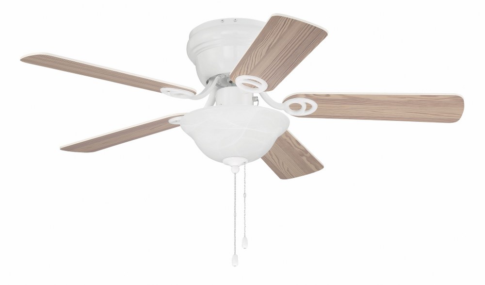 Craftmade Lighting-WC42WW5C1-Wyman - Hugger Ceiling Fan in Traditional Style - 42 inches wide by 13.75 inches high   White Finish with White Wash Blade Finish with Clear Glass