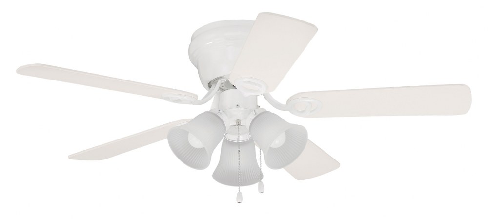 Craftmade Lighting-WC42WW5C3F-Wyman - Hugger Ceiling Fan in Traditional Style - 42 inches wide by 13.75 inches high   White Finish with White Wash Blade Finish with Clear Glass