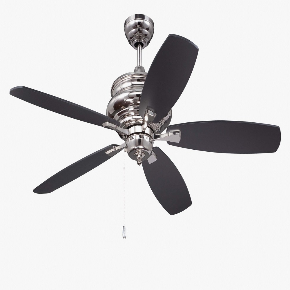 Craftmade Lighting-YOR52PLN5-Yorktown - Ceiling Fan in Transitional Style - 52 inches wide by 17.7 inches high   Polished Nickel Finish with Walnut/Black Blade Finish