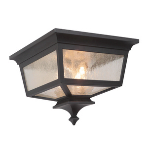 Craftmade Lighting-Z1367-MN-Argent II - Three Light Large Outdoor Flush Mount in Transitional Style - 14 inches wide by 6.5 inches high   Midnight Finish with Clear Seeded Glass
