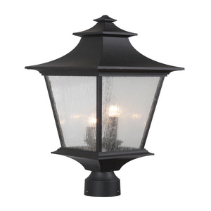 Craftmade Lighting-Z1375-MN-Argent II - Three Light Large Outdoor Post Mount in Transitional Style - 10 inches wide by 24.56 inches high   Midnight Finish with Clear Seeded Glass