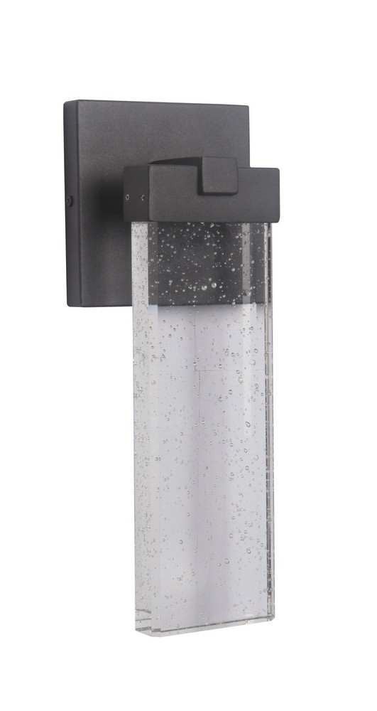 Craftmade Lighting-Z1604-TB-LED-Small Outdoor Wall Lantern Aluminum Approved for Wet Locations in Modern Style - 5.5 inches wide by 15 inches high   Matte Black Finish with Seeded Glass