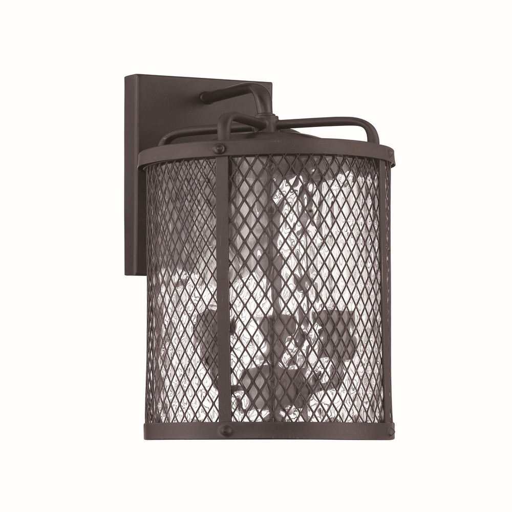 Craftmade Lighting-Z2214-MBKG-Blacksmith - Three Light Medium Wall Sconce in Transitional Style - 8 inches wide by 14.38 inches high   Matte Black Gilded Finish with Water Glass with  Crystal
