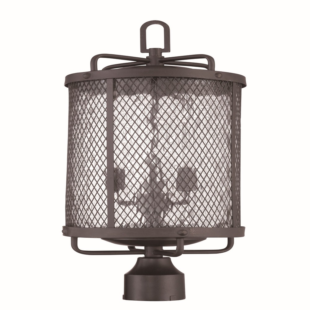 Craftmade Lighting-Z2225-MBKG-Blacksmith - Three Light Outdoor Post Lantern in Transitional Style - 9.88 inches wide by 22.5 inches high   Matte Black Gilded Finish with Water Glass with  Crystal