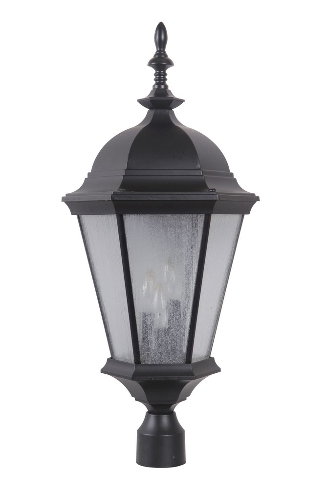 Craftmade Lighting-Z2925-MN-Chadwick - Three Light Large Outdoor Post Lantern in Traditional Style - 11.18 inches wide by 28.69 inches high   Midnight Finish with Clear Seeded Glass