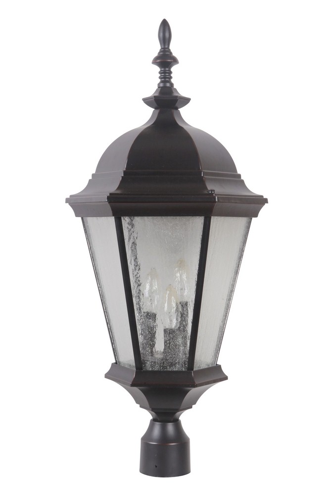 Craftmade Lighting-Z2925-OBG-Chadwick - Three Light Large Outdoor Post Lantern in Traditional Style - 11.18 inches wide by 28.69 inches high   Oiled Bronze Gilded Finish with Clear Seeded Glass