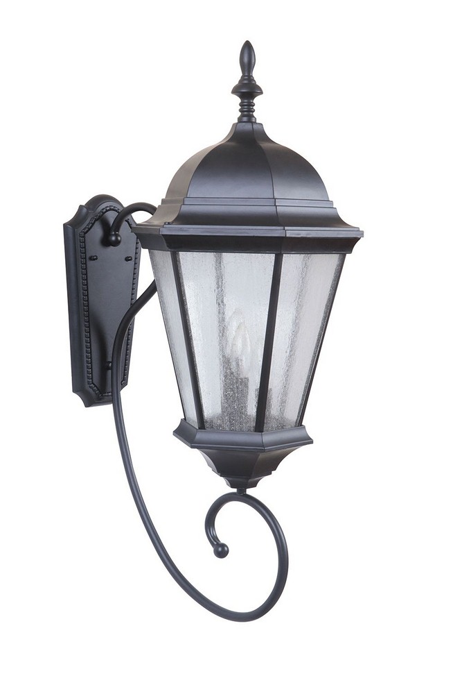 Craftmade Lighting-Z2970-MN-Newberg - Three Light Outdoor Large Wall Mount in Traditional Style - 11.13 inches wide by 31.75 inches high Midnight  Oiled Bronze Gilded Finish with Clear Seeded Glass