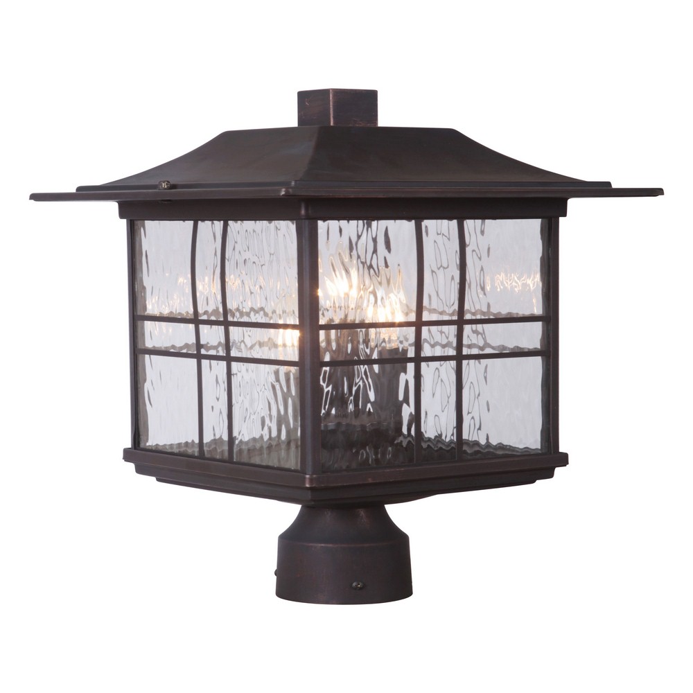 Craftmade Lighting-Z7825-ABZ-Dorset - Three Light Outdoor Post Lantern in Transitional Style - 10.87 inches wide by 17.29 inches high   Aged Bronze Brushed Finish with Clear Water Glass with  Crystal