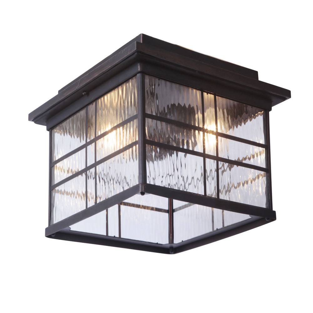 Craftmade Lighting-Z7837-ABZ-Dorset - Two Light Outdoor Lantern in Transitional Style - 12.99 inches wide by 6.89 inches high   Aged Bronze Brushed Finish with Clear Water Glass with  Crystal