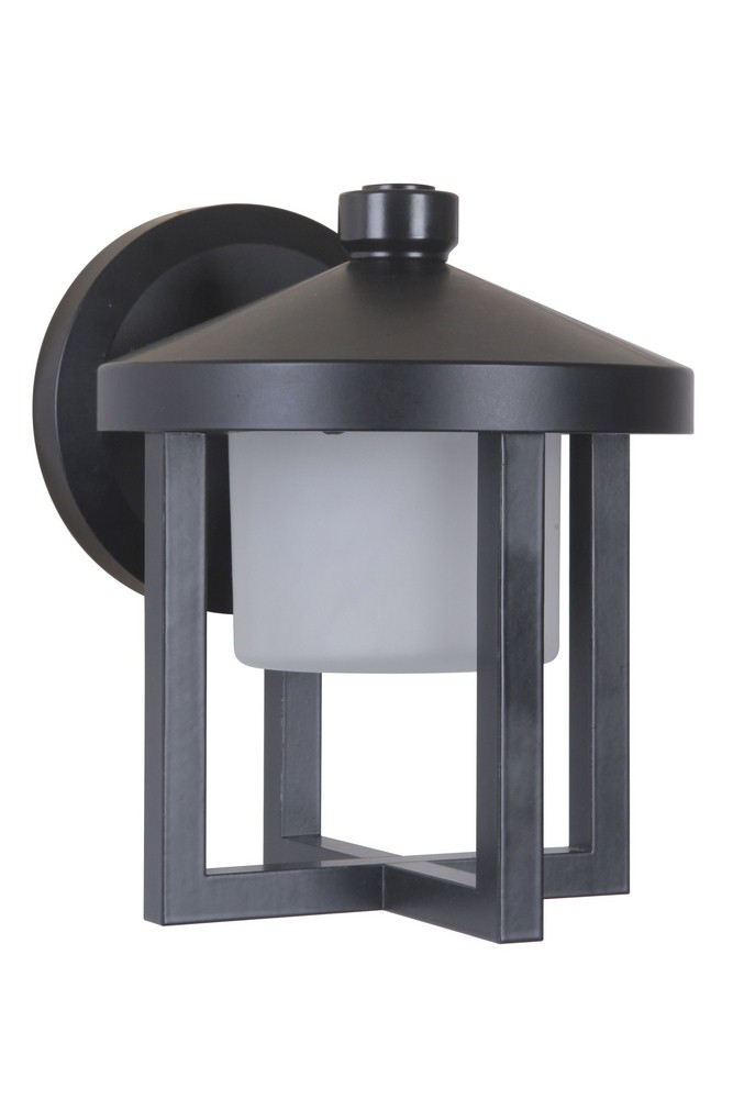 Craftmade Lighting-Z9204-MN-LED-Small Outdoor Wall Lantern Aluminum Approved for Wet Locations in Transitional Style - 6.25 inches wide by 8.25 inches high   Midnight Finish with White Frosted Glass