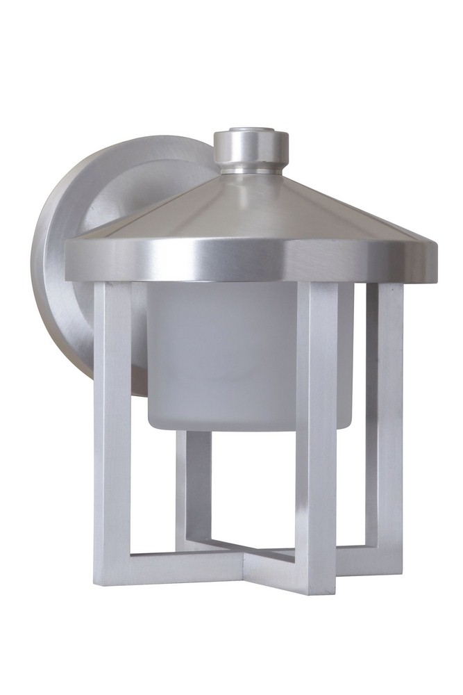 Craftmade Lighting-Z9204-SA-LED-Small Outdoor Wall Lantern Aluminum Approved for Wet Locations in Transitional Style - 6.25 inches wide by 8.25 inches high   Satin Aluminum Finish with White Frosted G